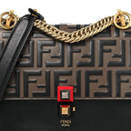 Vitello Liberty Bi-Color FF 1974 Embossed Small Kan I Shoulder Bag Black Maya