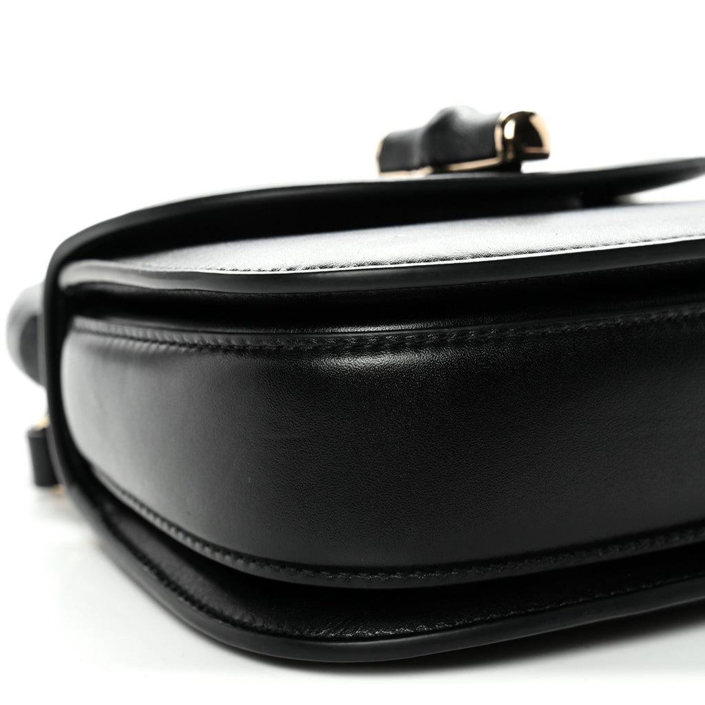 Boarded Dyana Lux Calfskin Web Monochrome Mini Bamboo 1947 Top Handle Bag Black