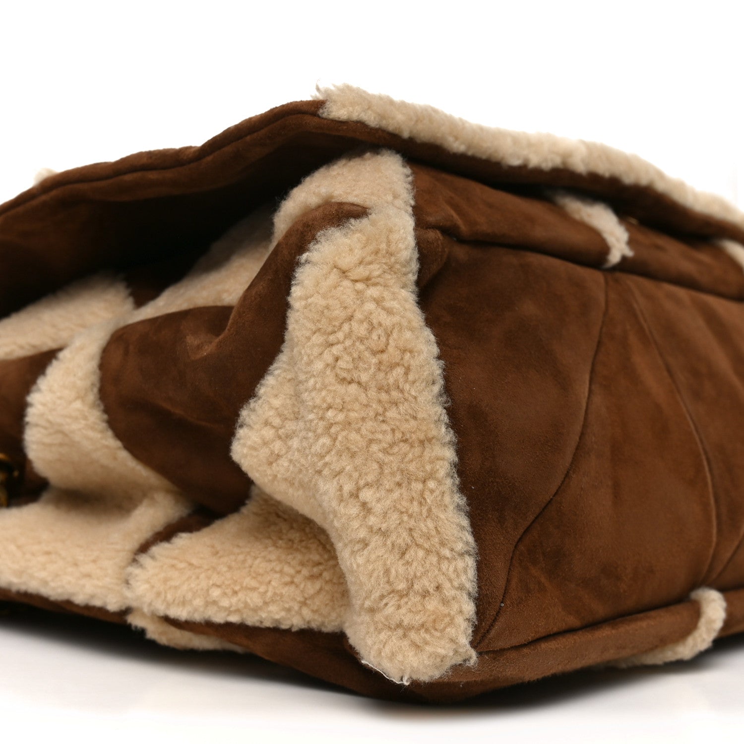 Suede Shearling Patchwork Monogram Giant Jamie Brown Beige