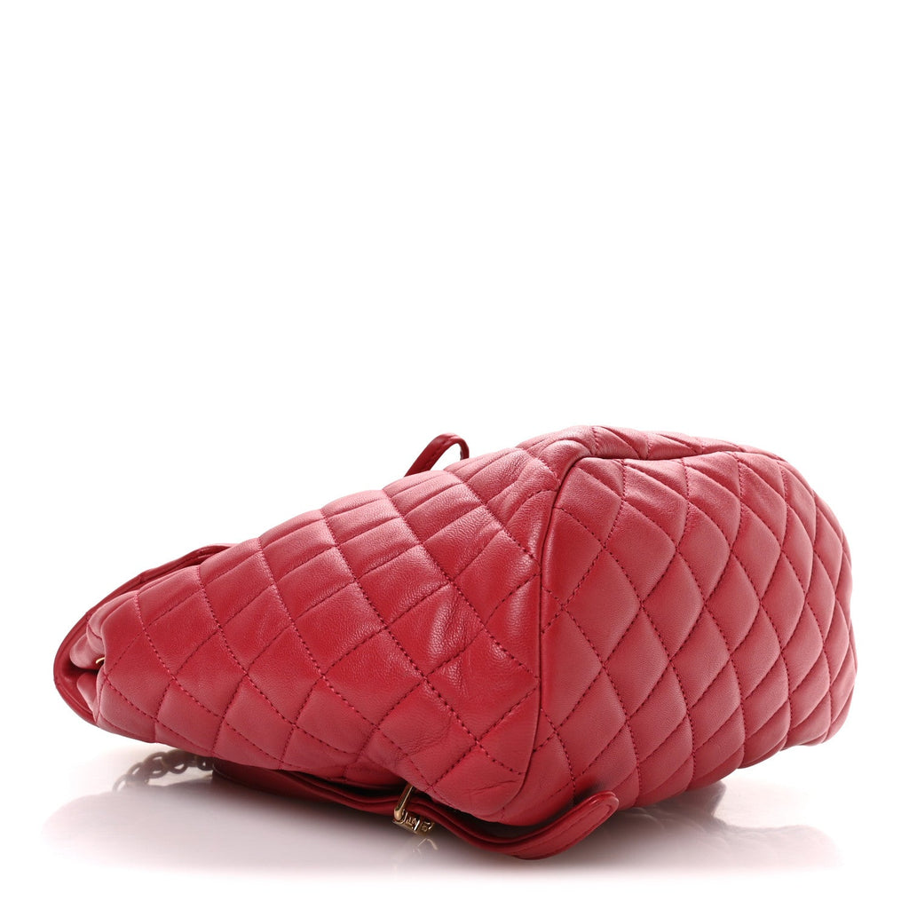 Lambskin Quilted Small Urban Spirit Backpack Dark Pink
