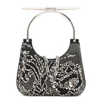 Lambskin Embellished Crystal Mini T-Bar Bag Black
