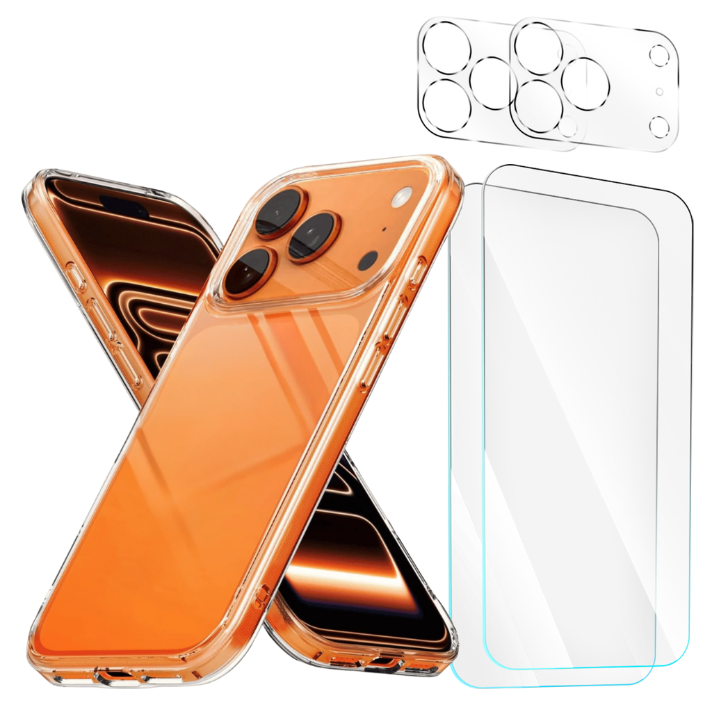 Entronix Bundle Compatible with iPhone 17 Pro Max - [Hard] Clear Case, 2 Clear Screen Protector & 2 Camera Lens Protectors