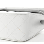 Caviar Quilted Medium Double Flap White