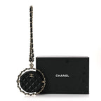 Lambskin Quilted Chain Round Mini Clutch Black