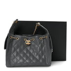 Caviar Quilted Small Chanel 25 Handbag Dark Grey