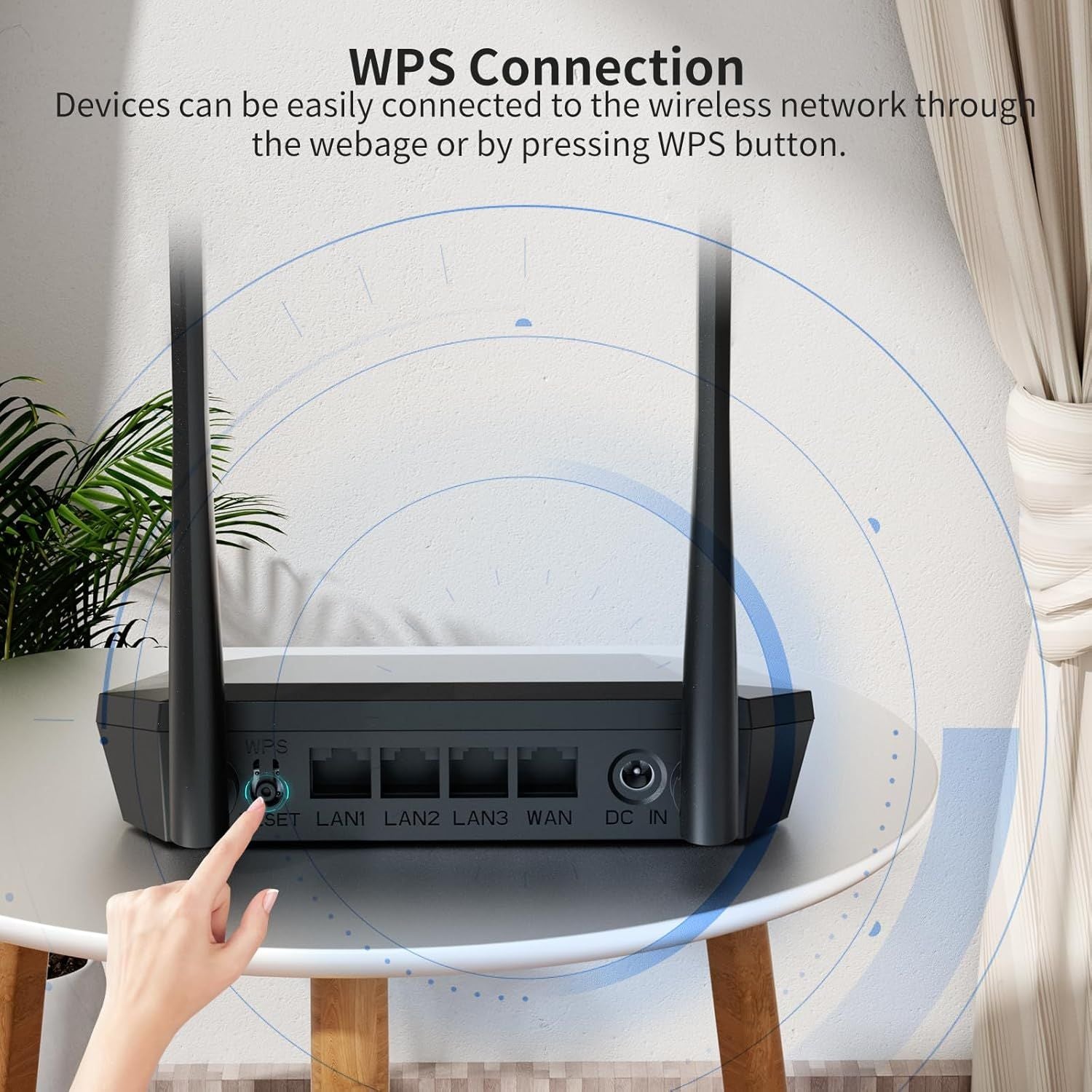 Easy Setup Wireless Wi-Fi Router Smart Home Internet Router - 2 x High Power Antennas, 4 x Fast Ethernet Ports, Supports Wireless Repeater, WISP Mode (T1 Pro)