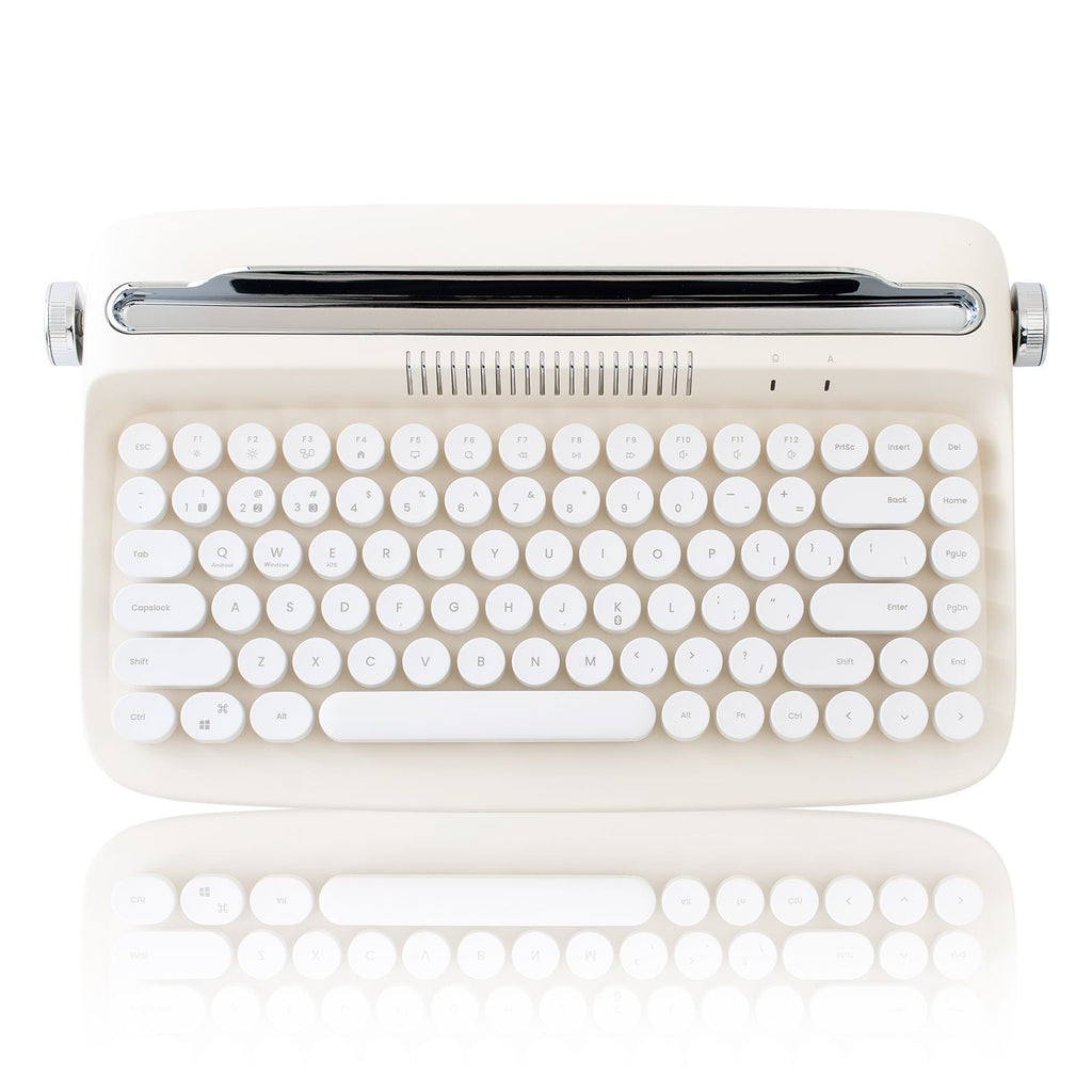 ACTTO B303 Wireless Keyboard, Retro Bluetooth Aesthetic Typewriter Style Keyboard with Integrated Stand for Multi-Device