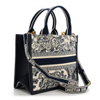 Calfskin Dioriviera Toile De Jouy Small Book Tote With Strap Blue Multicolor