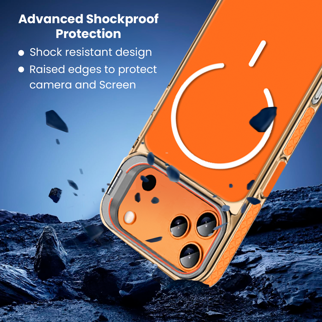 Entronix [Magnetic] Case Compatible with iPhone 17 Pro Max � Color Back w/ Camera Frame Stand & Rubber Edges