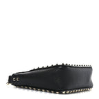 Pebbled Calfskin Mini Rockstud Flip-Lock Messenger Bag Black