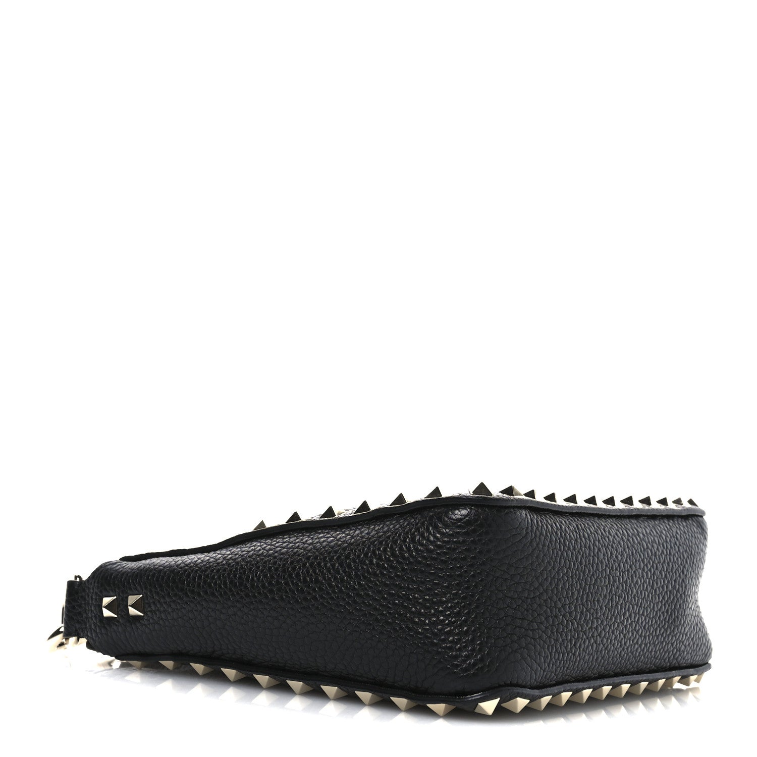 Pebbled Calfskin Mini Rockstud Flip-Lock Messenger Bag Black