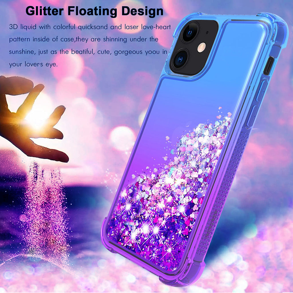 Shiny Flowing Glitter Liquid Bumper Case For Apple Iphone 12 Mini In Pink