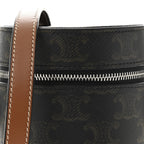 Triomphe Canvas Vertical Cylinder Bag Tan
