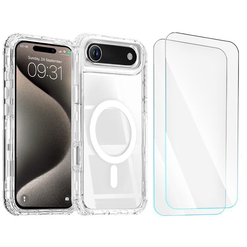 Entronix Bundle Compatible with iPhone 17 Air - [Magnetic] [Clear] Heavy Duty Case & 2 Clear Screen Protectors