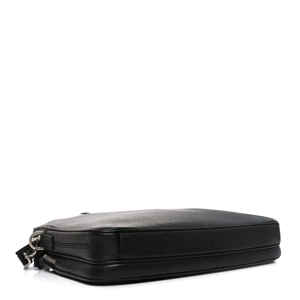 Calfskin Zip Around Briefcase Black