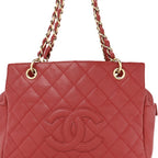 Caviar Quilted Petit Timeless Shopping Tote PTT Red