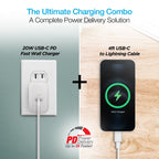 20W PD Wall Charger + USB-C to Lightning 4ft Cable