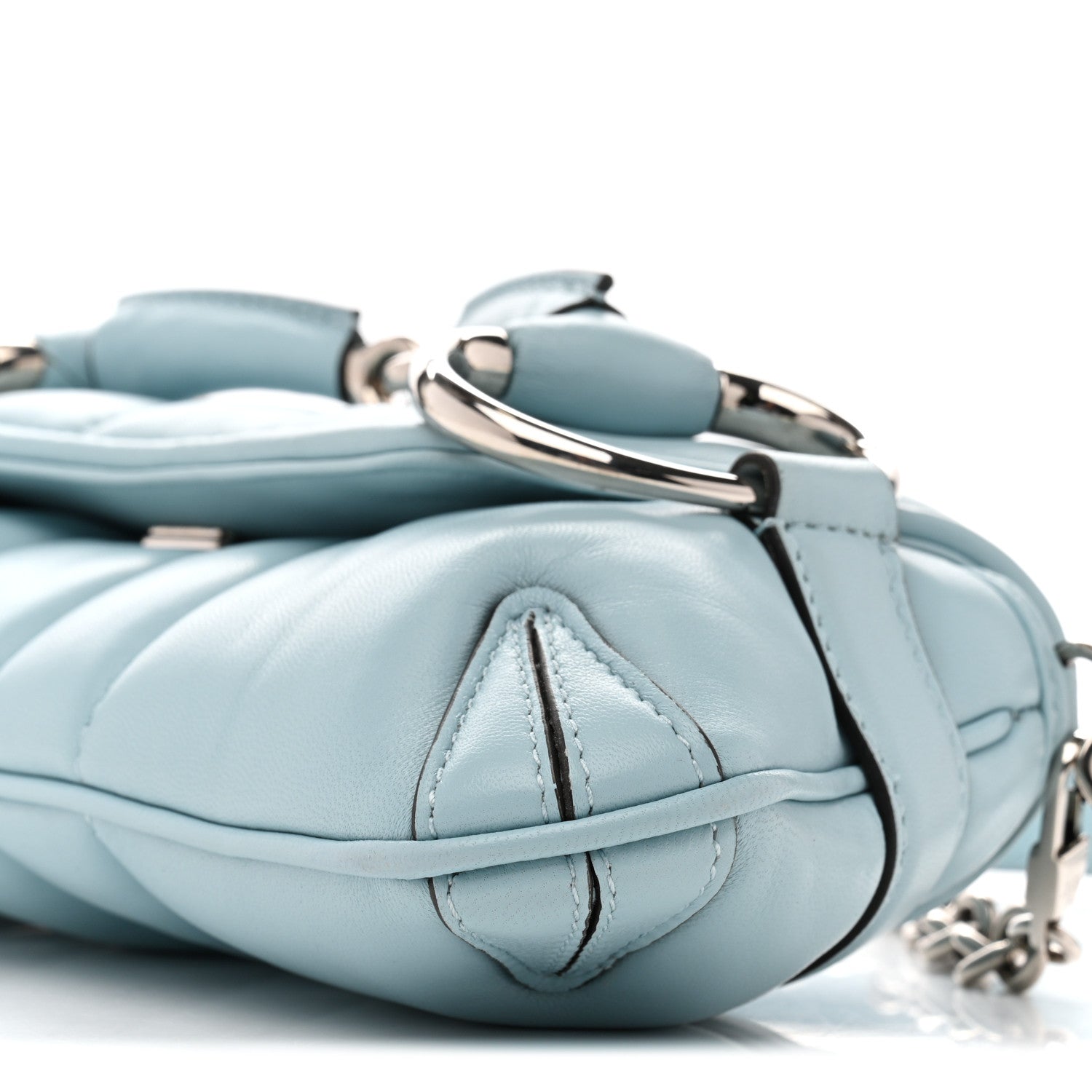 Nappa Vertical Matelasse Small Maxi Horsebit Chain Shoulder Bag Crystal Snow