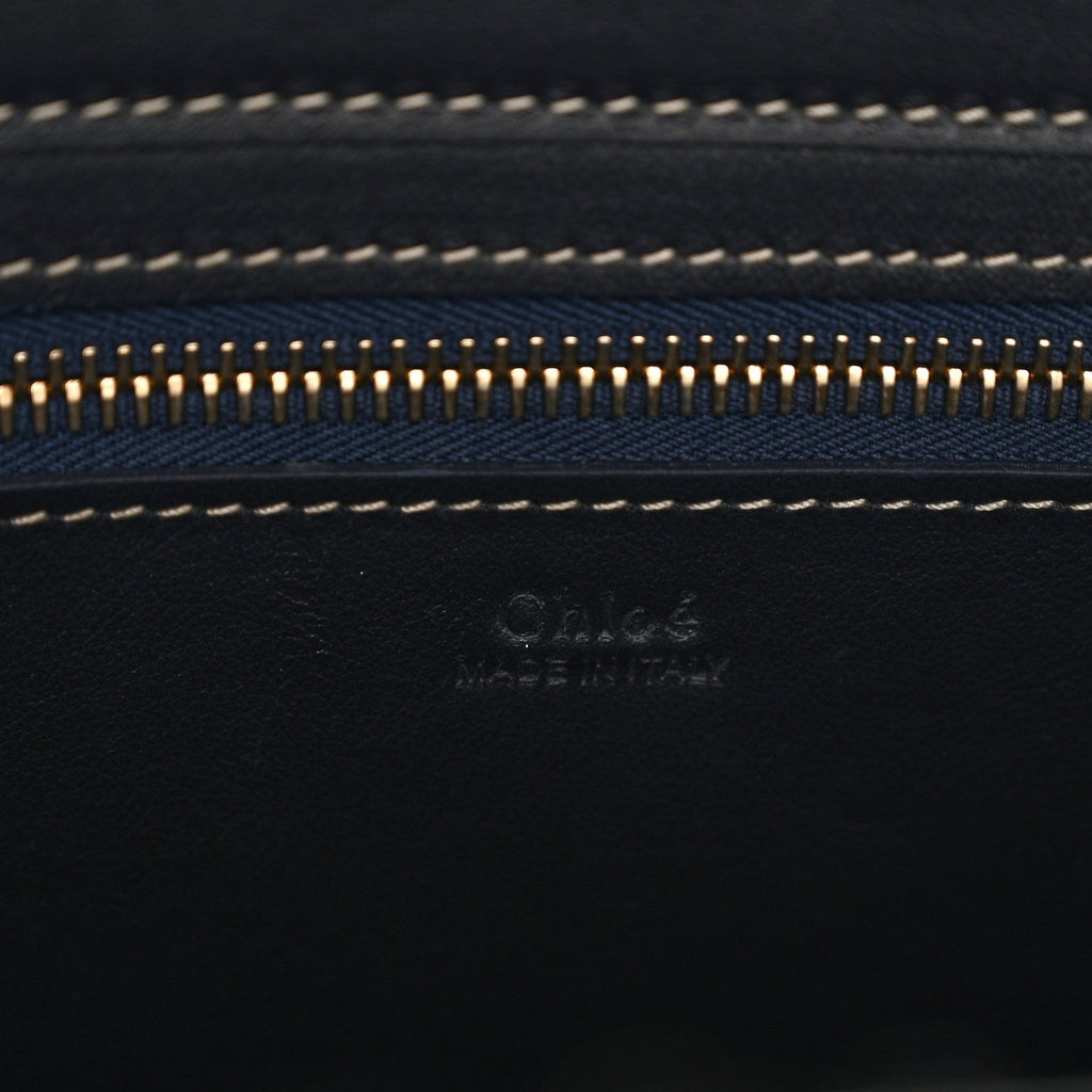 Felt Shiny Calfskin Medium Woody Ribbon Tote Obscure Navy