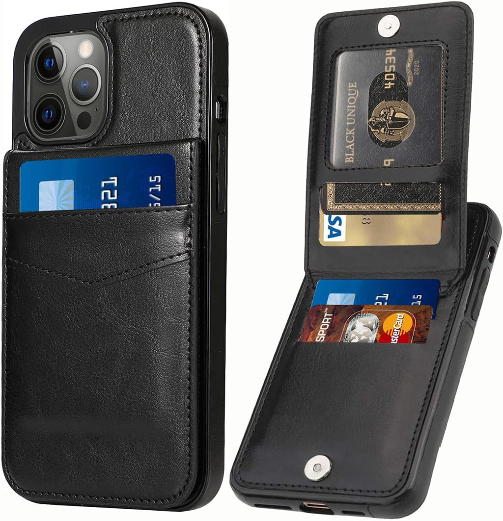 Entronix Case Compatible with iPhone 15 Pro Max - [6 Slot Card Holder] Slim Leather Wallet