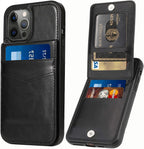 Entronix Case Compatible with iPhone 15 Pro Max - [6 Slot Card Holder] Slim Leather Wallet