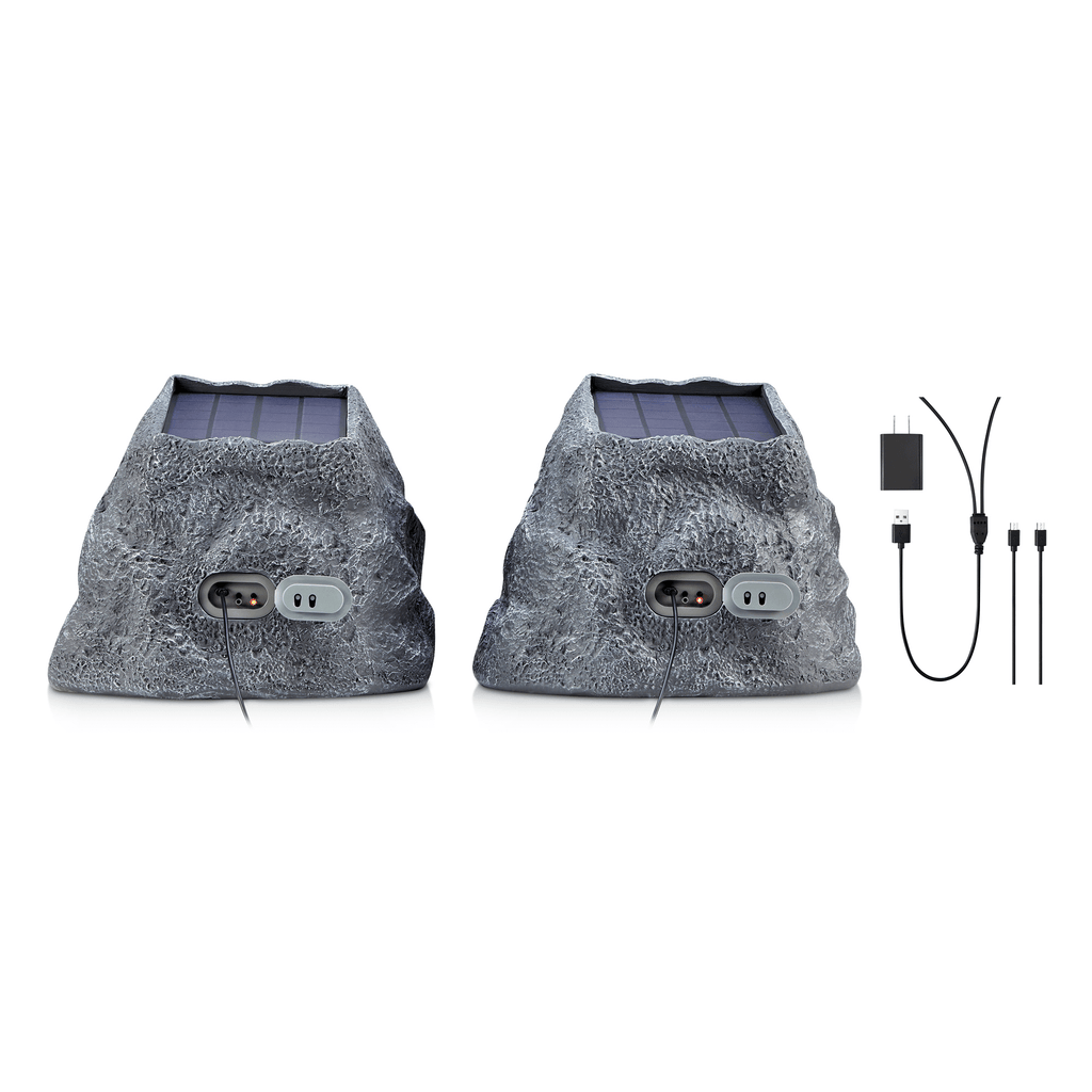 1-Pair Bluetooth Multi-Link Solar Rechargeable Wireless Rock Speakers