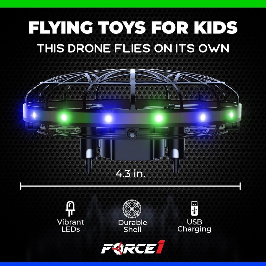 LED Hand Operated Drone for Kids or Adults - Hands Free Motion Sensor Mini Drones, Easy Indoor Flying Orb Ball Small UFO Toy for Boys and Girls (Green/Blue)