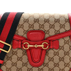 Monogram Ruinart Calfskin Medium Lady Web Shoulder Bag Beige Ebony Hibiscus Red