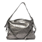 Metallic Calfskin Medium Voyou Bag Silver