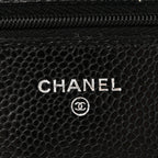 Caviar Quilted Wallet on Chain WOC Black