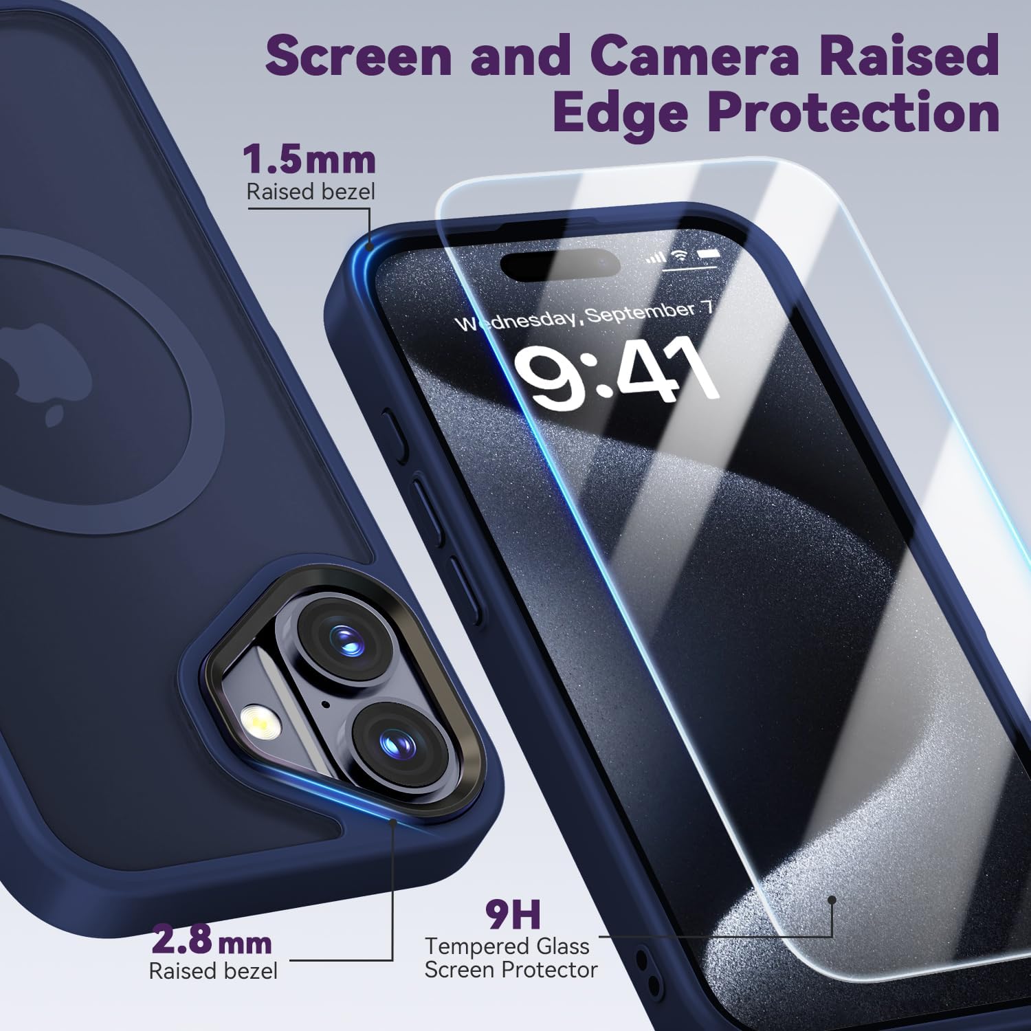 Entronix Bundle Compatible with iPhone 16 - [Magnetic] Translucent Matte Case & 2 Clear Screen Protectors