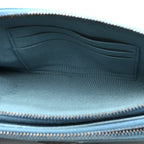 Metallic Caviar Quilted Small Boy Clutch With Chain Turquoise