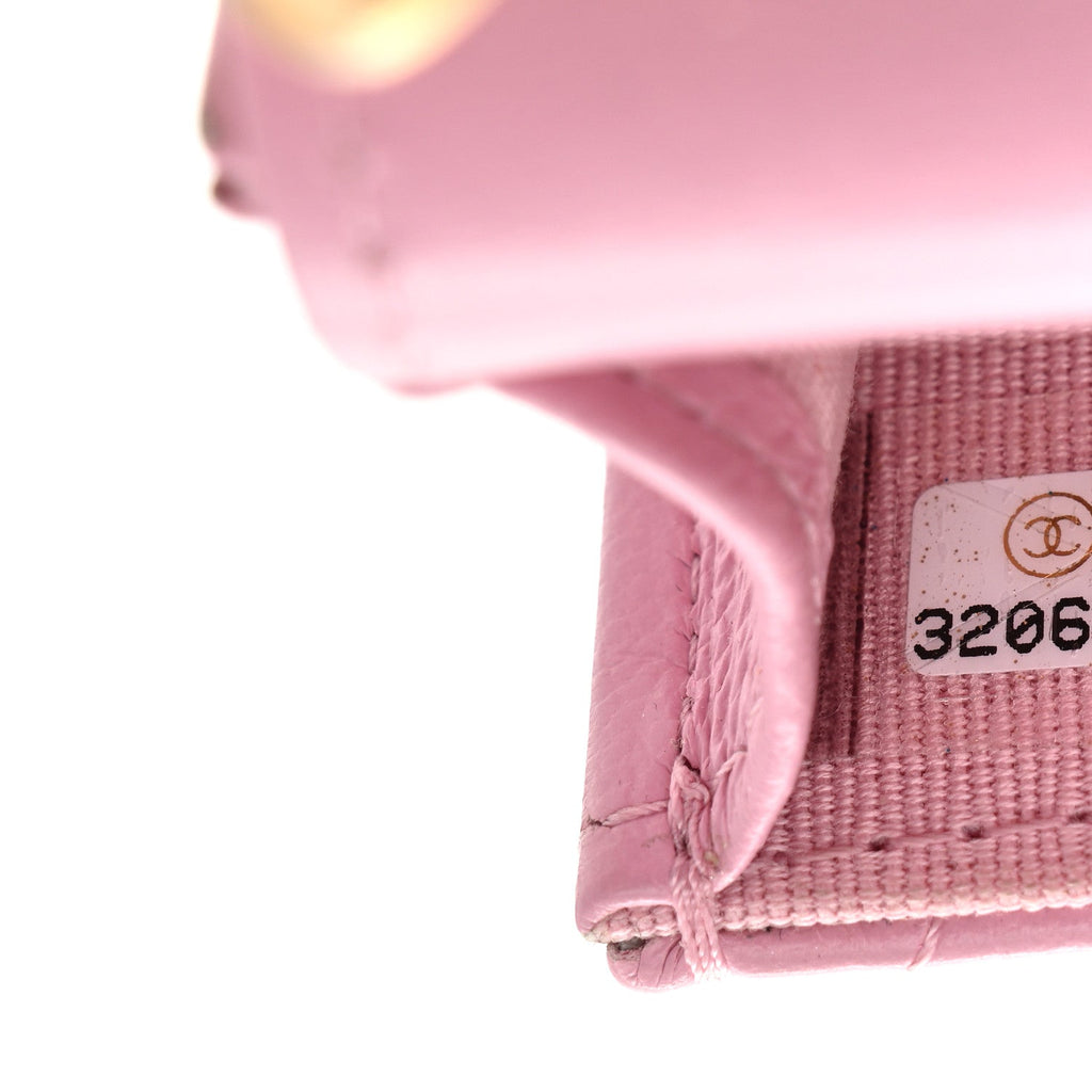 Lambskin Quilted Lacquered Chain Phone Holder With Chain Dark Pink