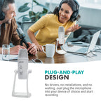 Movo UM700W White Desktop USB Microphone for Computer