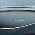 Shiny Calfskin Crocodile Embossed Small Hourglass Top Handle Bag Blue Grey