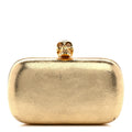 Metallic Nappa Skull Box Clutch Gold