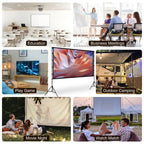 120" Portable Projector Screen with Stand, Foldable & Anti-Crease, HD 4K Movie Screen for Outdoor/Indoor Use, Home Theater, Parties & Business Presentations - Includes Carry Bag