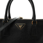 Saffiano Lux Large Galleria Double Zip Tote Black