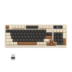 Wireless Gaming Keyboard with Display Screen and Control Knob, Bluetooth/2.4GHz Silent Membrane Design, 3000mAh Rechargeable Battery