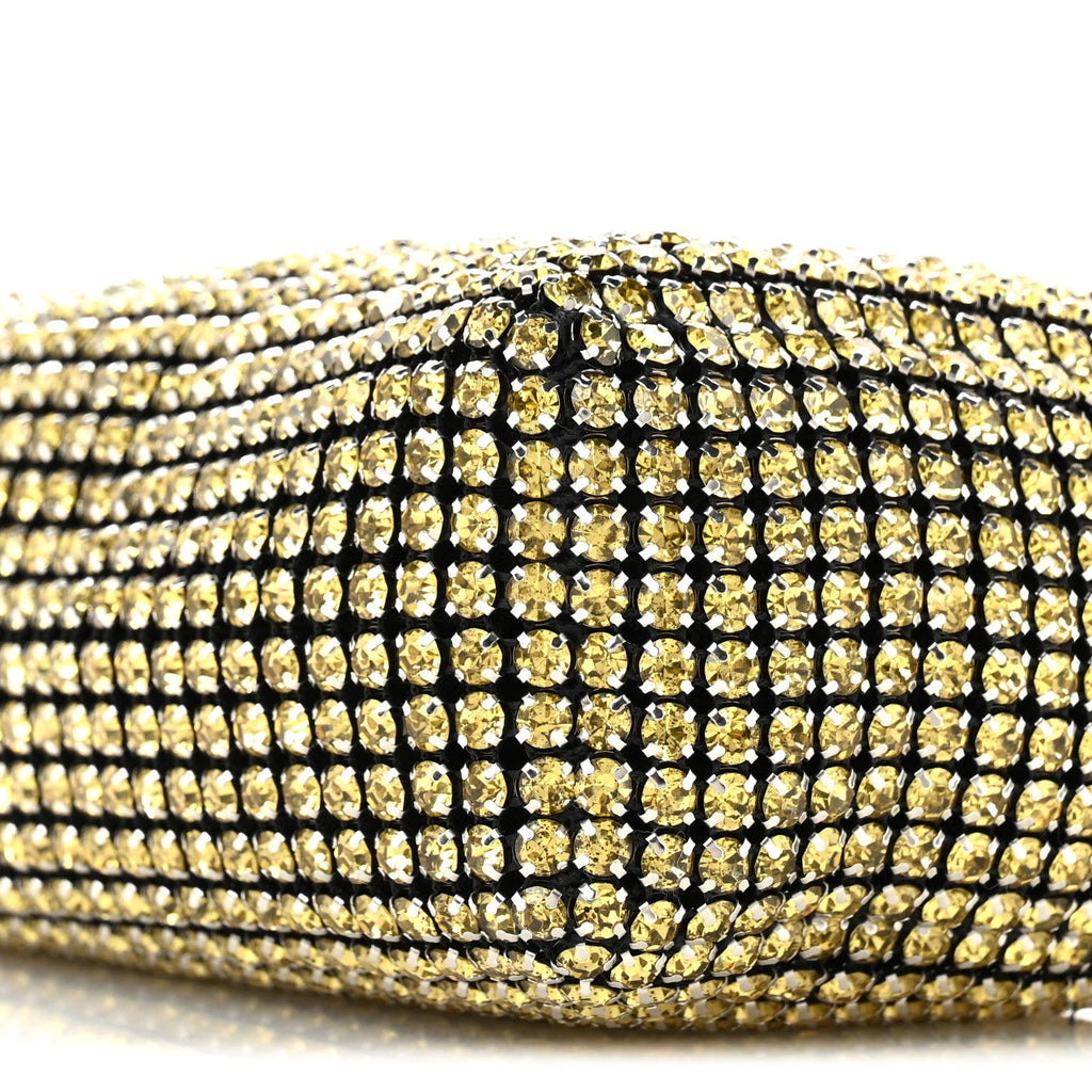 Mesh Crystal Rhinestone Mini Heiress Pouch Porcelain