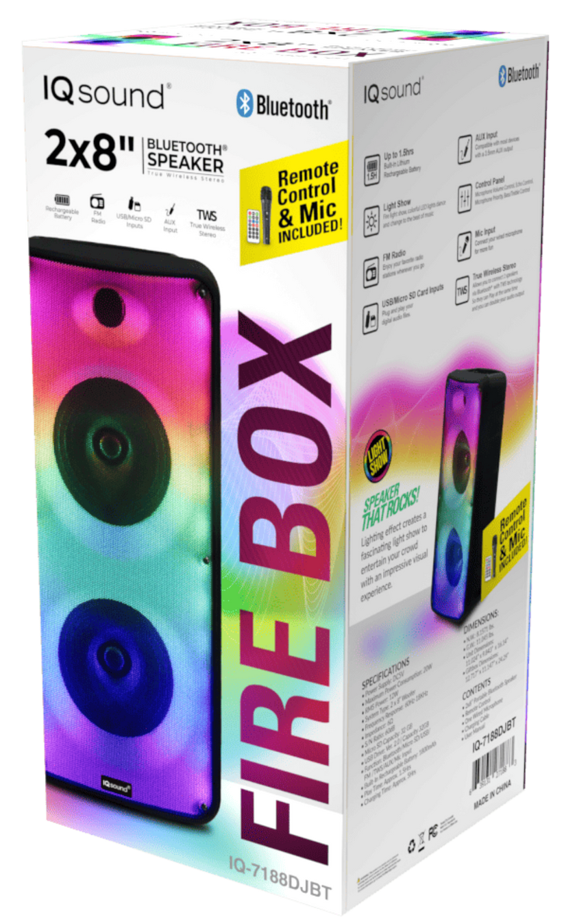 2 x 8" Bluetooth Speaker Fire Box