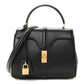 Satinated Calfskin Small 16 Top Handle Bag Black