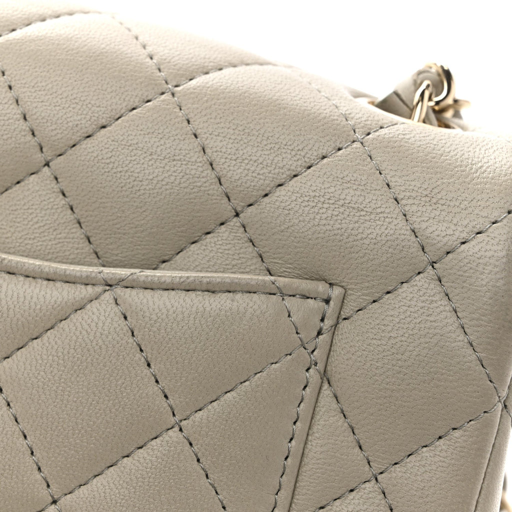 Lambskin Quilted Mini Rectangular Flap Grey