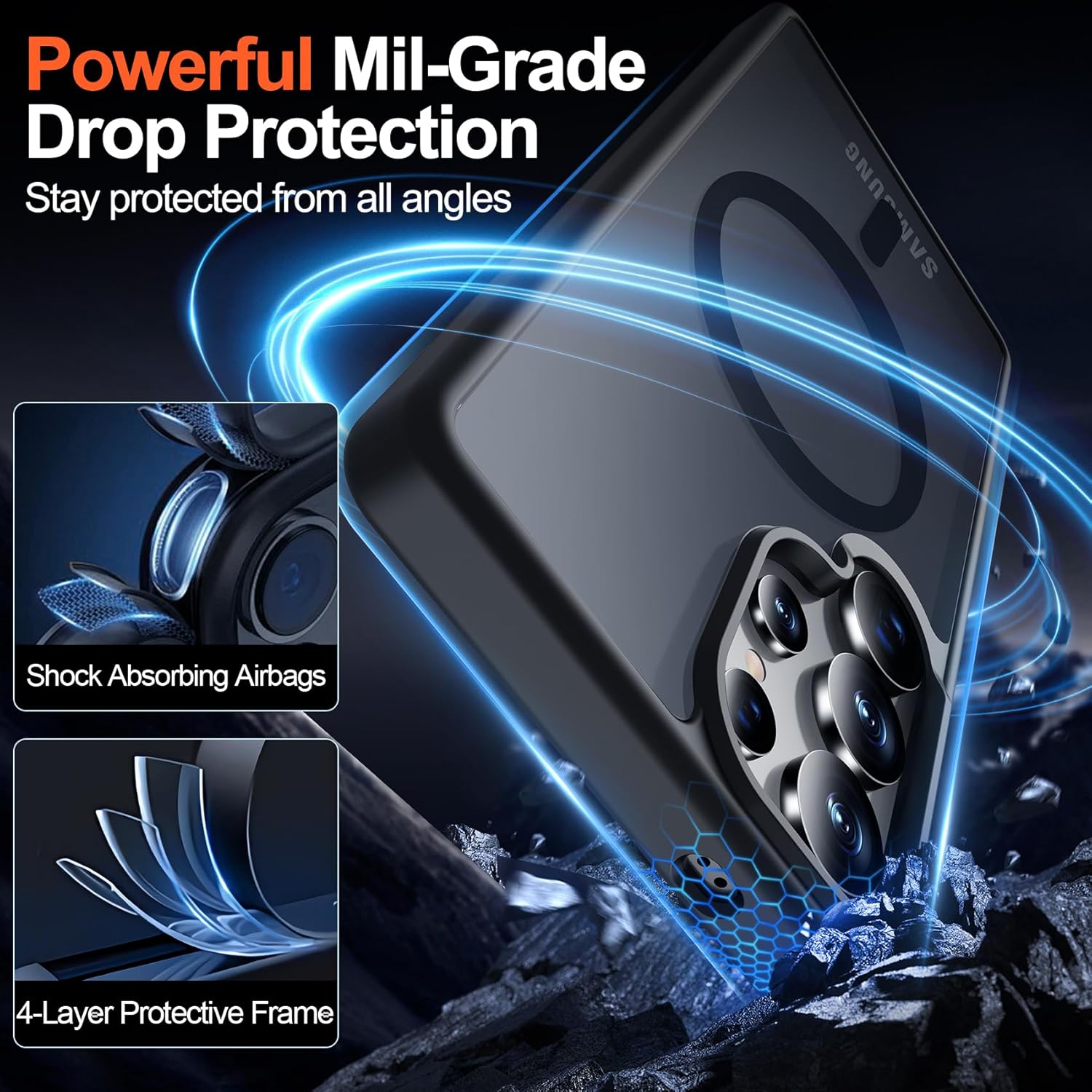 Entronix Bundle Compatible with Galaxy S25 Ultra - [Magnetic] Translucent Matte Case & 2 Clear Screen Protectors