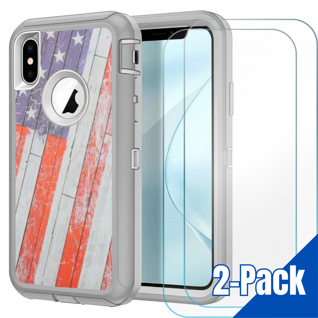 Entronix Bundle Compatible with iPhone XS Max - Heavy Duty Case & 2 Clear Screen Protectors