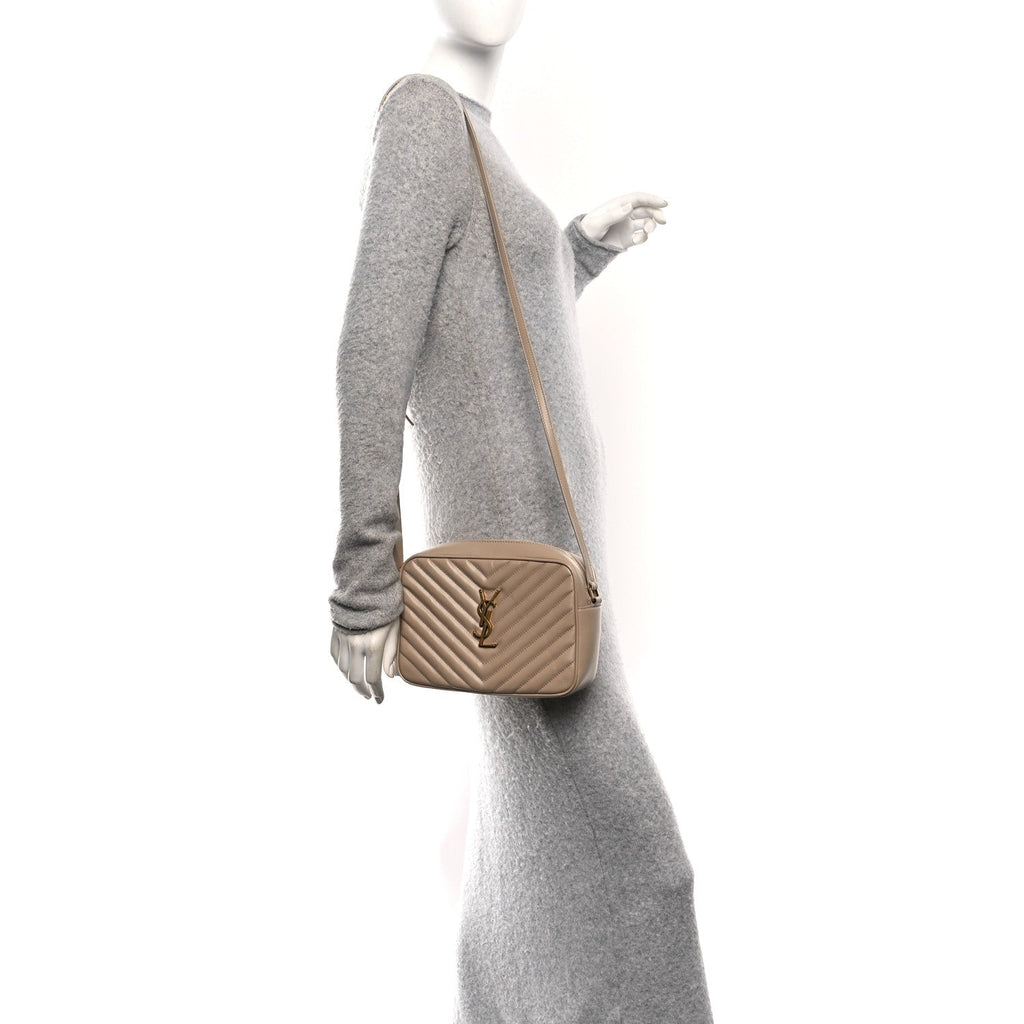 Calfskin Matelasse Monogram Lou Camera Bag Dark Beige
