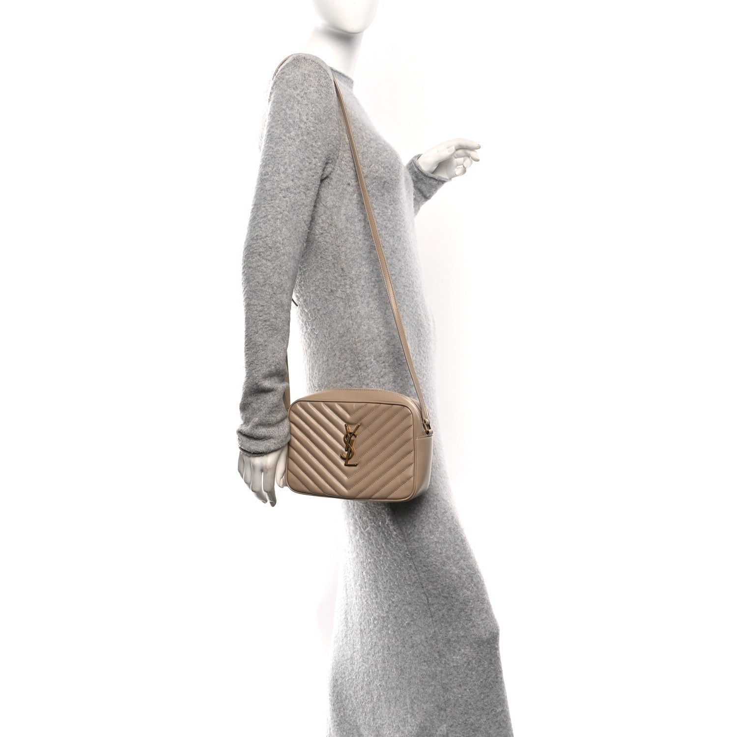 Calfskin Matelasse Monogram Lou Camera Bag Dark Beige
