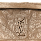 Crinkled Calfskin Matelasse Monogram Medium Niki Chain Satchel Light Taupe
