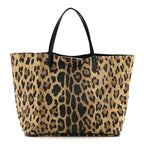 Textured Coated Canvas Leopard Print Large Antigona Tote