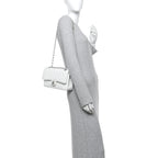 Caviar Quilted Medium Double Flap White